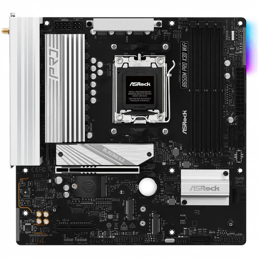 Материнская плата ASRock B650M PRO X3D WIFI AM5 4xDDR5 4xSATA3 3xM.2 Type-C HDMI DP WiFi6E mATX
