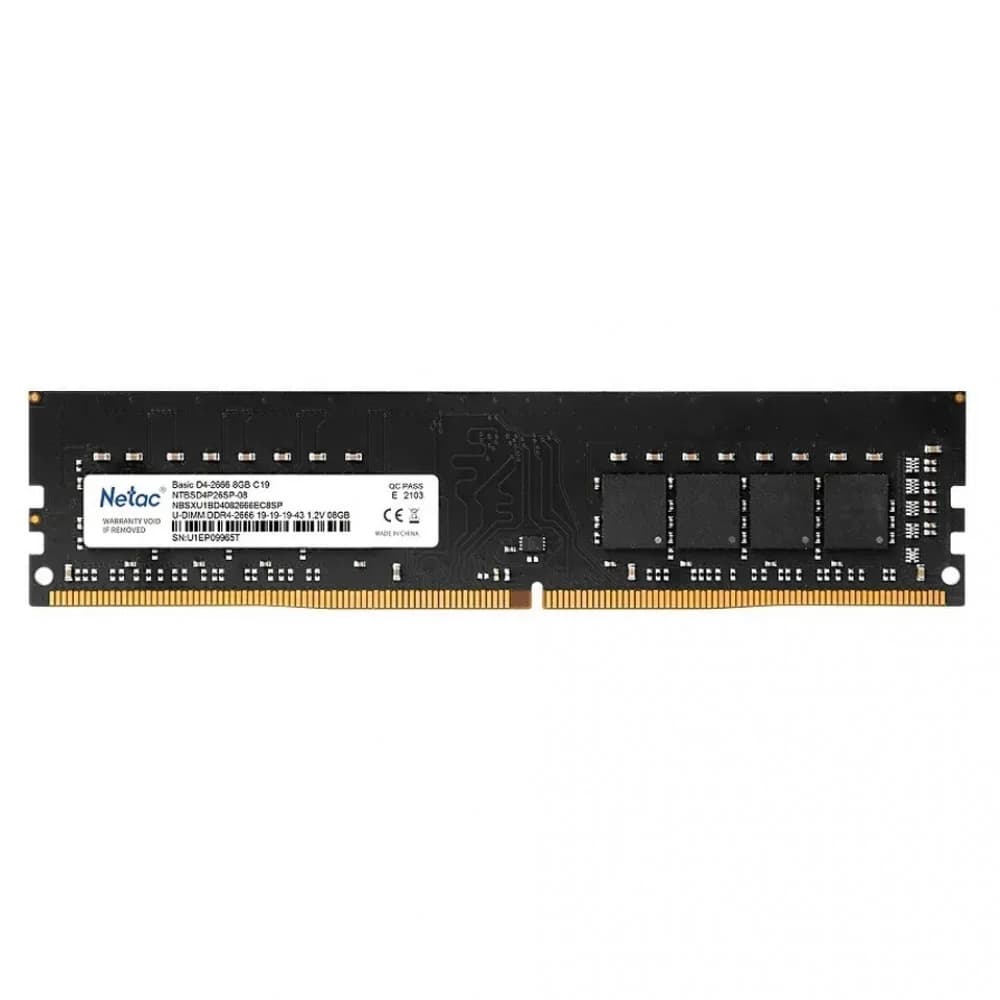Память DDR4 8Gb 2666MHz Netac NTBSD4P26SP-08 Basic RTL PC4-21300 CL19 DIMM 288-pin 1.2В single rank