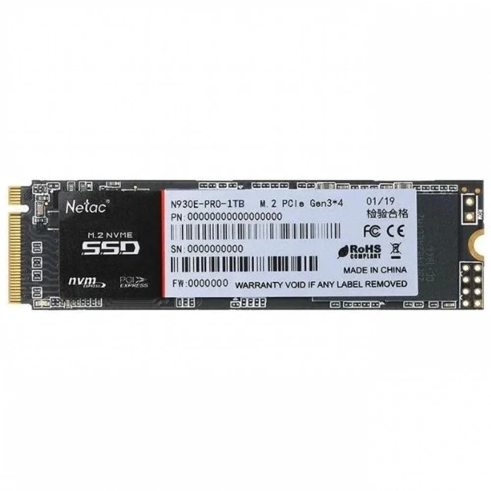 SSD M.2 Netac 1.0Tb N930E Pro Series Retail (PCI-E 3.1 x4, up to 2000/1700MBs, 3D NAND, 600TBW, NVMe 1.3, 22х80mm)