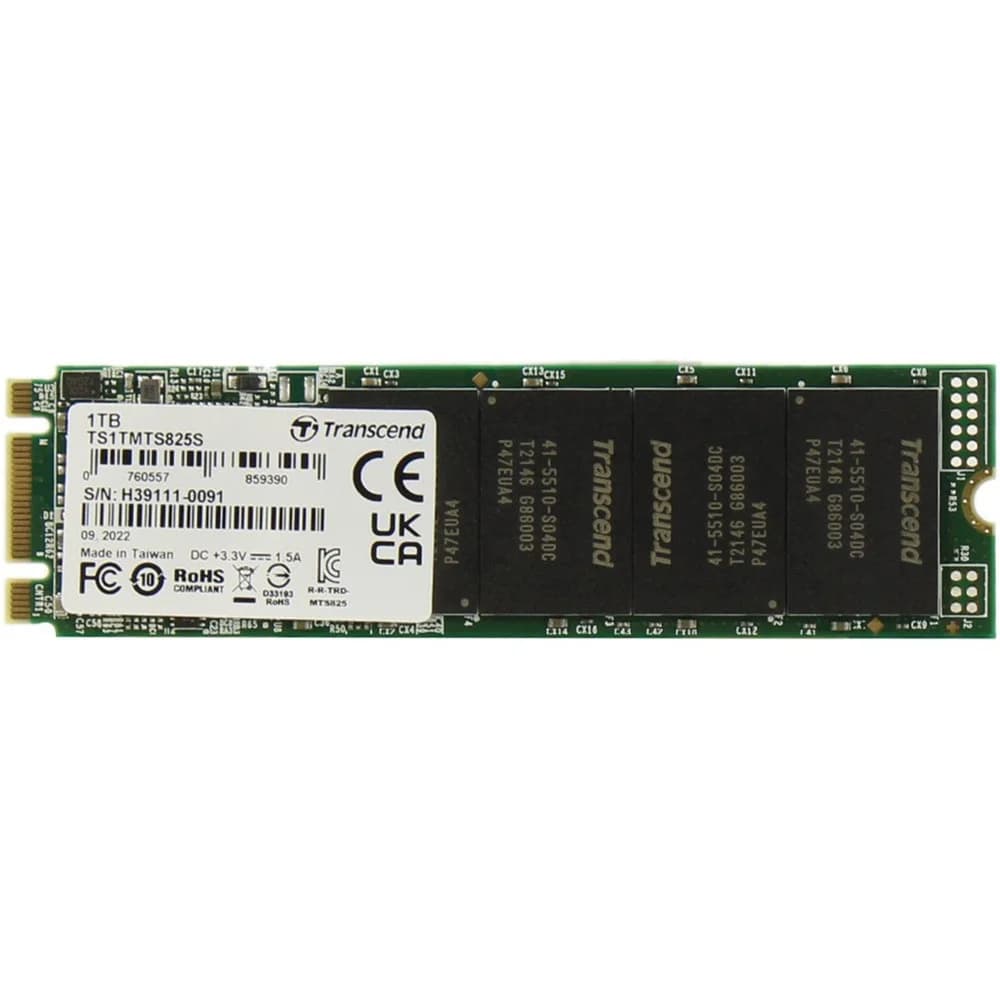 Transcend SSD 825S, 1000GB, M.2(22x80mm), SATA3, 3D TLC, R/W 550/500MB/s, IOPs 55 000/72 000, TBW 360, DWPD 0.3 (3 года) Внешний вид Размеры 80.0 mm x 22.0 mm x 3.58 mm (3.15" x 0.87" x 0.14") Вес 9