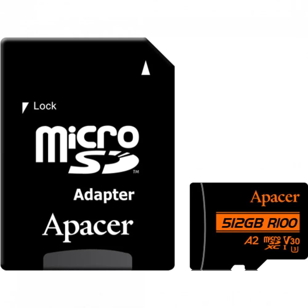 MemoryCard microSDXC 512GB, Apacer AP512GMCSX10U8-R, Class 10, 100R/80W, + adapter SD