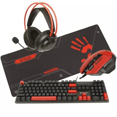 Комплект игровой Bloody BS5100 4в1 <S510R+W95Max Sports Red + G200S + BP-50L> S510R-W95Max Sports Red-G200S-BP-50L