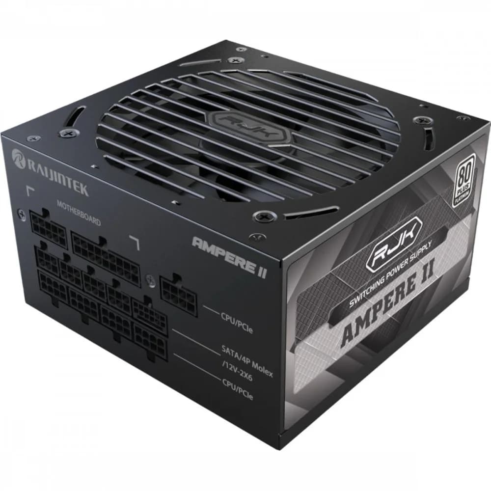 Блоки питания/ Power Supply Raijintek AMPERE II 850, 850W 80+ Platinum (ATX, 3.1, PCIe 5.1, Full-modular, 1x24(20+4)pin, 2x4+4-pin CPU, 3x6+2-pin PCIe, 1x12V(2x6), 10xSATA3, 5xMolex, Active, 120x120