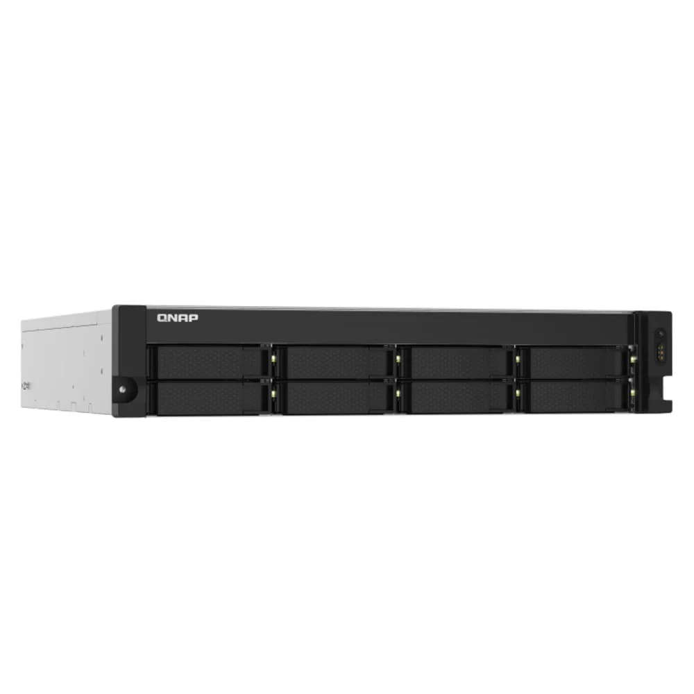 SMB QNAP TS-832PXU-4G 8-Bay AL324 quad-core 1.7 GHz 2U rackmount NAS, 4GB DDR4 UDIMM RAM (max 1x16GB), SATA 6Gb/s, 2x 10GbE SFP+ LAN, 2x2.5 GbE LAN, 1x PCIe Gen2 x2 slot. W/o RAIL-B02