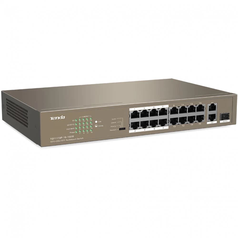 IP-Com F1118P-16-150W Коммутатор 18 портовый неуправляемый PoE