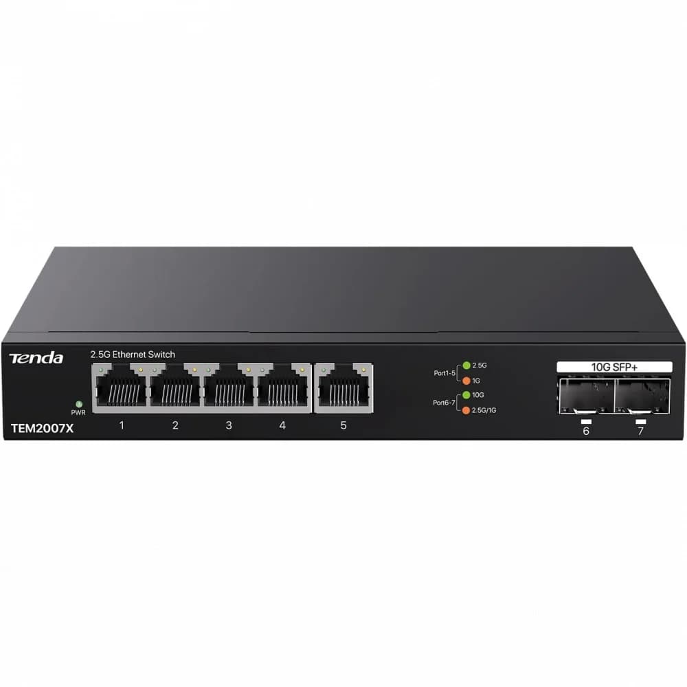 Коммутатор 5PORT 1000M 2SFP+ TEM2007X TENDA