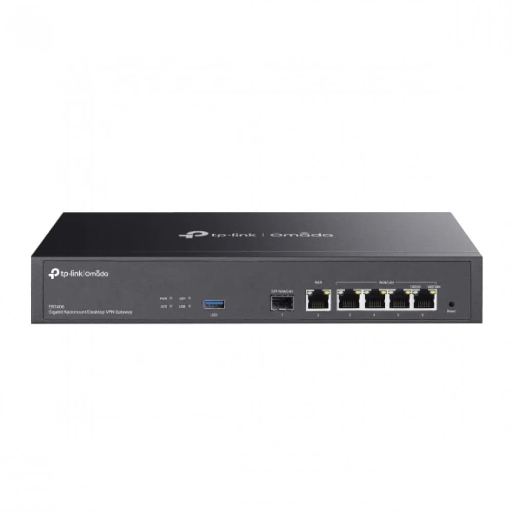 Маршрутизатор Multi-WAN GbE VPN Tp-Link ER7406 < 5 GbE портов (1 фиксированный GbE SFP-порт WAN, 1 фиксированный GbE порт WAN RJ45, 2 фиксированных GbE порта LAN RJ45, 2 переключаемых GbE порта WA