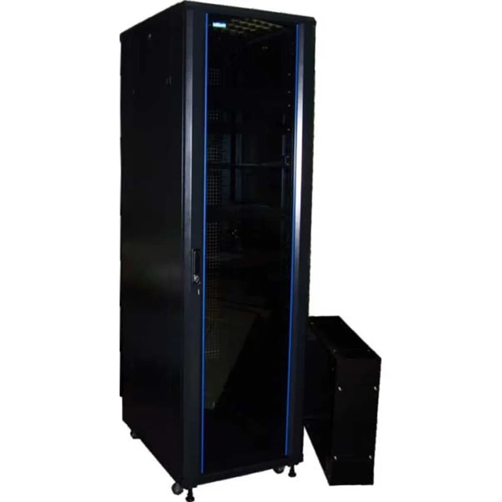 Шкаф 19" Business, 42U 600x800, черный, передняя дверь стекло, задняя дверь распашная металл