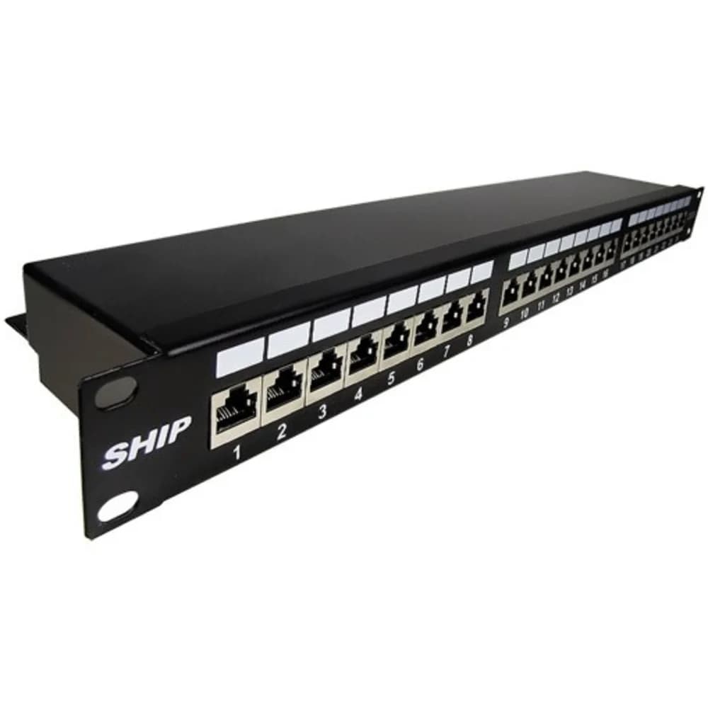 Патч Панель, SHIP, P199-24, Категория 6, FTP (Экранированная), 19" (1U), 24 Порта Патч Панель SHIP P199-24 Коммутационная 24 портовая панель, необходимая для консолидации информационных кабелей этаж