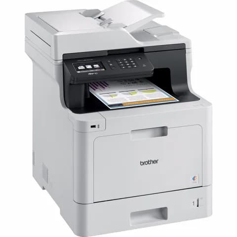 DCPL8410CDWR1 - МФУ Brother DCP-L8410CDW, цветной лазерный, A4, 512Мб, 31стр/мин, PCL, дуплекс, ADF50, GigaLAN, WiFi, 1 лоток на 250л, старт.картриджи 3000стр. (чёрный), 1800стр. (цветные), европейс