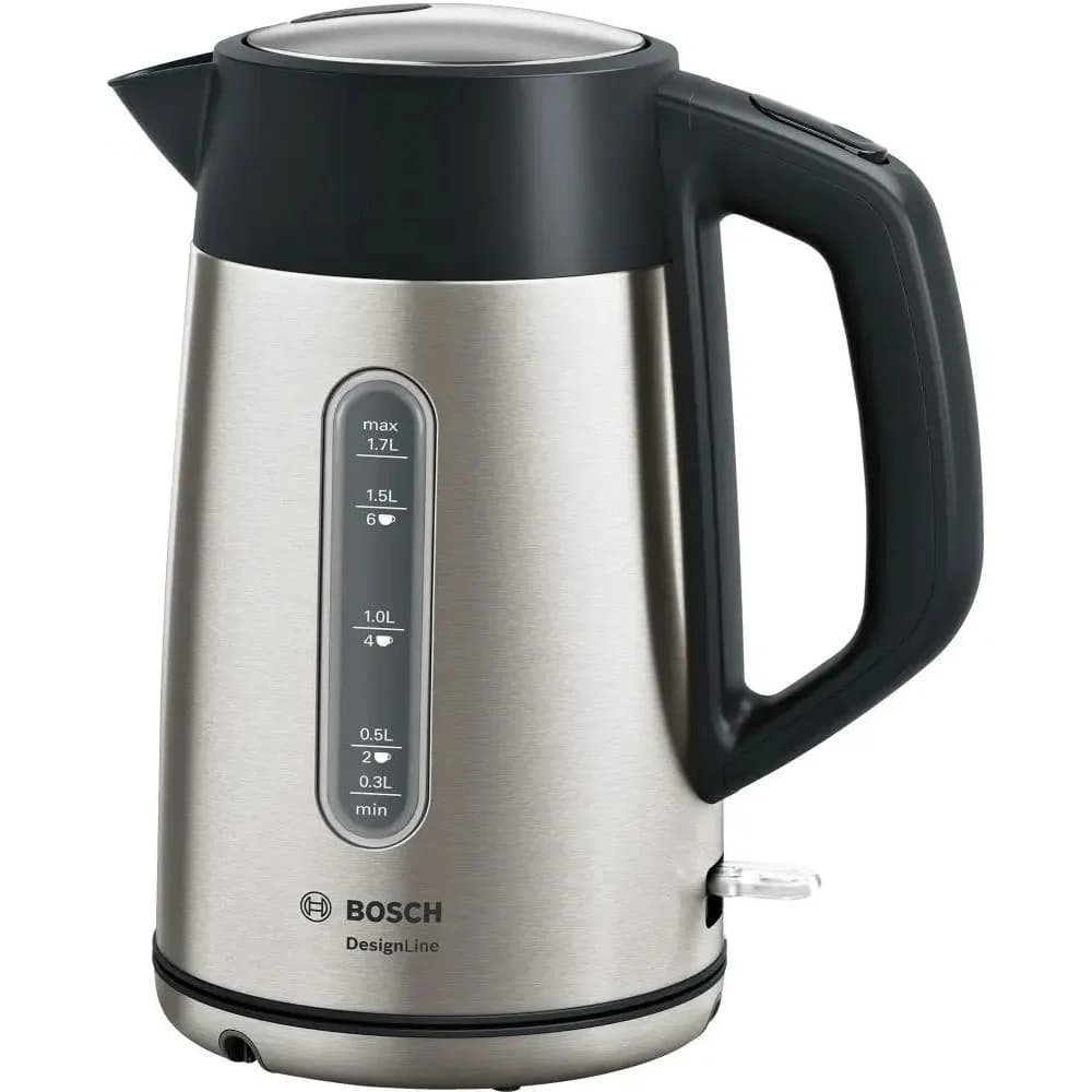 Чайник электрический Bosch TWK4P440 1.7л. 2400Вт нержавеющая сталь/черный (корпус: нержавеющая сталь)