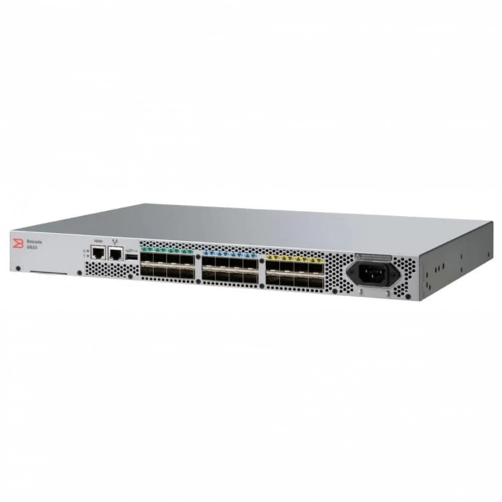 G610 24-port FC Switch, 24-port licensed, incl 24x 32Gb SWL SFP+, Enterprise Bundle Lic (ISL Trunking, Fabric Vision, Extended Fabric), 1 PS, Rail Kit, 1Yr