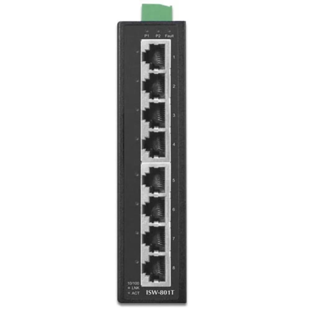 IP30 Slim Type 8-Port Industrial Fast Ethernet Switch (-40 to 75 degree C)