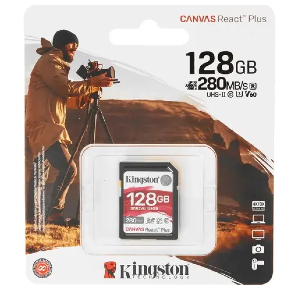 Карта памяти Kingston 128GB SDXC Canvas React Plus UHS-II 280R/100W U3 V60/ Kingston 128GB SDXC Canvas React Plus UHS-II 280R/100W U3 V60
