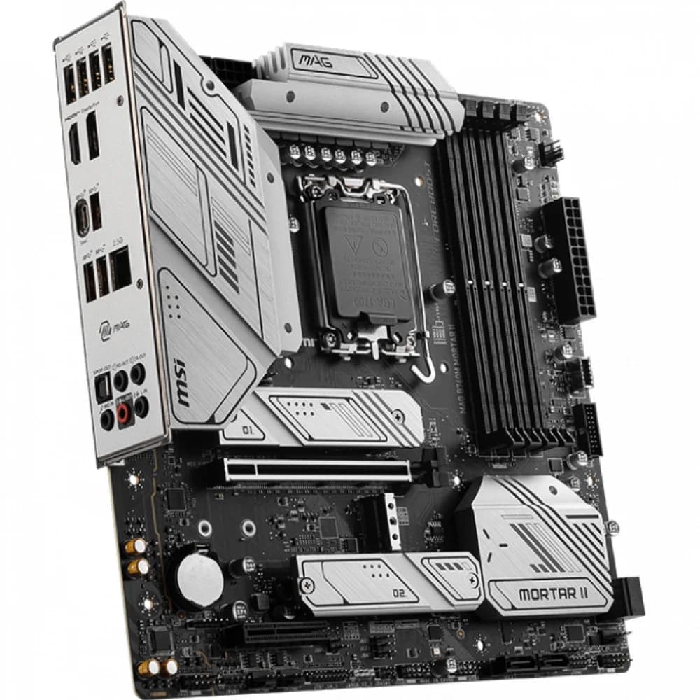 Материнская плата MSI MAG B760M MORTAR II B760, LGA1700, 4*DDR5, 1*PCIEx16, 1*PCIEx4, 3*M.2, 2*TypeC, 3*USB3.2Gen2, 2*USB3.2Gen1, 8*USB2.0, 4*SATA3.0, 2.5G, DP, HDMI, M-ATX, RTL