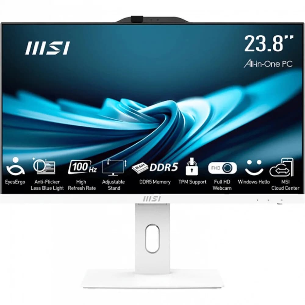 Моноблок MSI Pro AP242P 14M-655XRU 23.8" Full HD i5 14400 (2.5) 16Gb SSD512Gb UHDG 730 без ОС GbitEth WiFi BT 120W клавиатура мышь Cam белый 1920x1080
