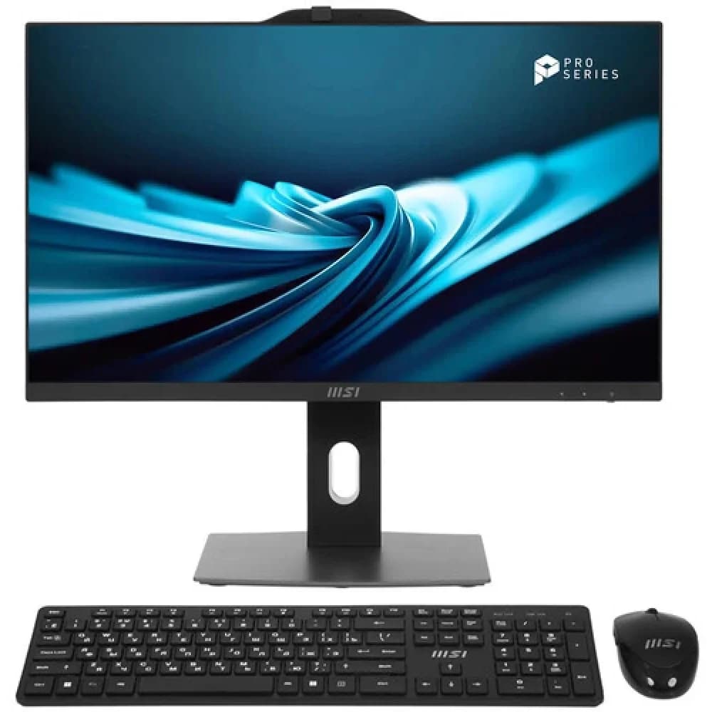 MSI Pro AP242P 14M AiO 23,8" FHD(1920x1080)IPS AG Non-touch, Core i3-14100 (3.5GHz), 8Gb DDR5 (1x8Gb), 512GB SSD, Intel UHD,WiFi,BT,camera,WirelessKB&mouse Eng/Rus,noOS,1y w-ty,Black