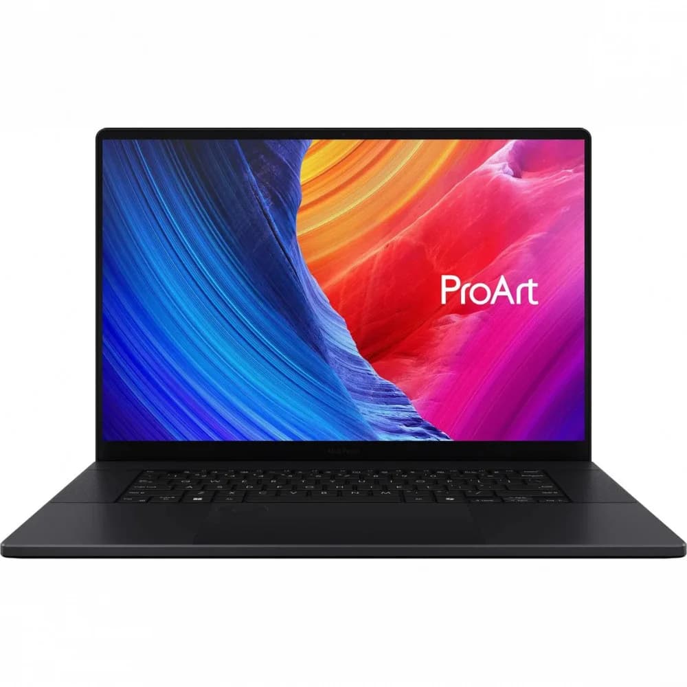 Ноутбук/ ASUS ProArt P16 H7606WM-RJ112X 16"(2880x1800 OLED)/Touch/AMD Ryzen AI 9 HX 370(2Ghz)/32768Mb/2TbPCISSDGb/noDVD/Ext:nVidia GeForce RTX 5060(8192Mb)/Cam/BT/WiFi/90WHr/war 1y/1.85kg/Nano Black