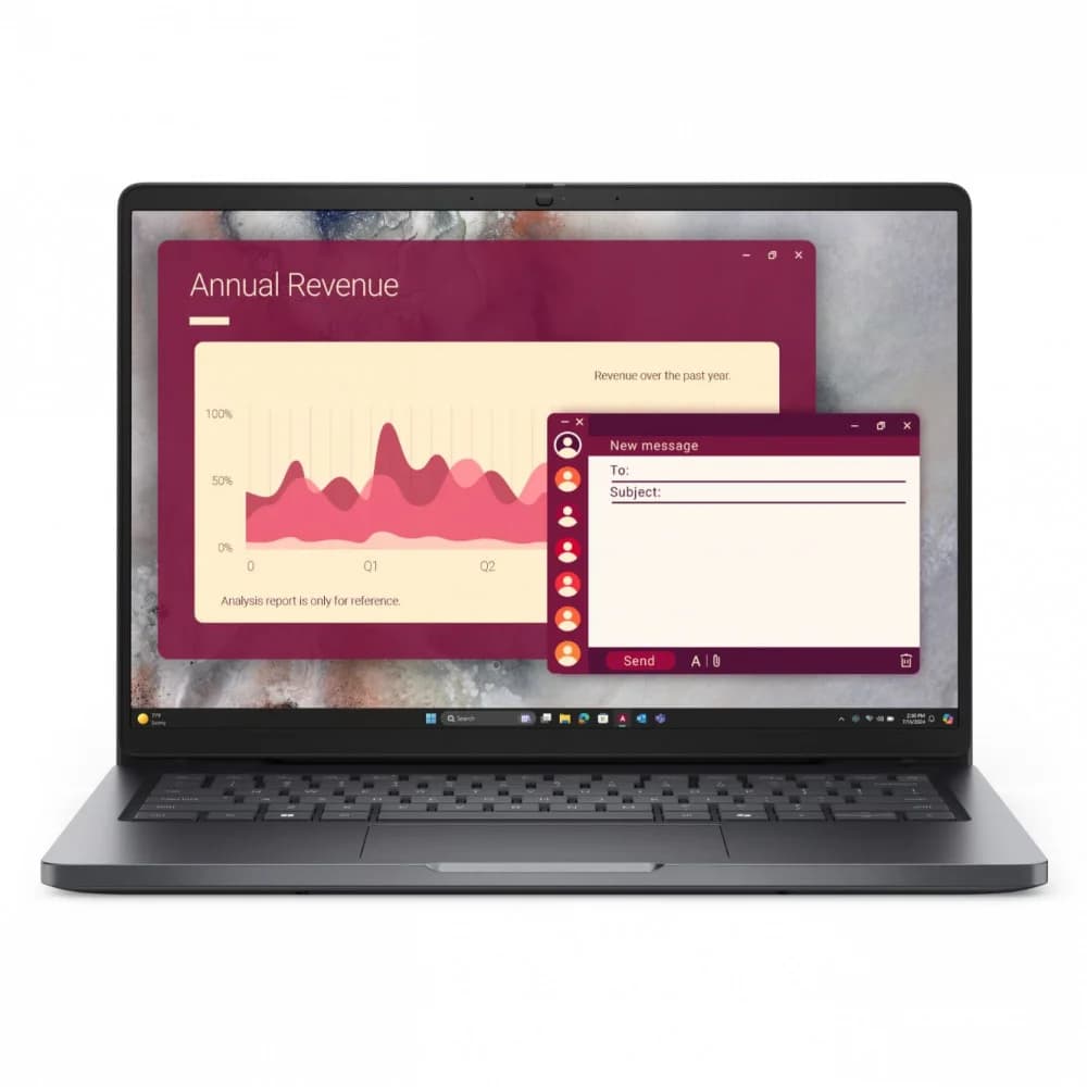 Ноутбук Dell/Pro 14 PC14250/3г/Core Ultra 7/265U/2,1 GHz/16 Gb/SSD/512 Gb/No ODD/Graphics/integrated/14 ''/1920x1200/Windows 11/Pro/Fingerprint Reader