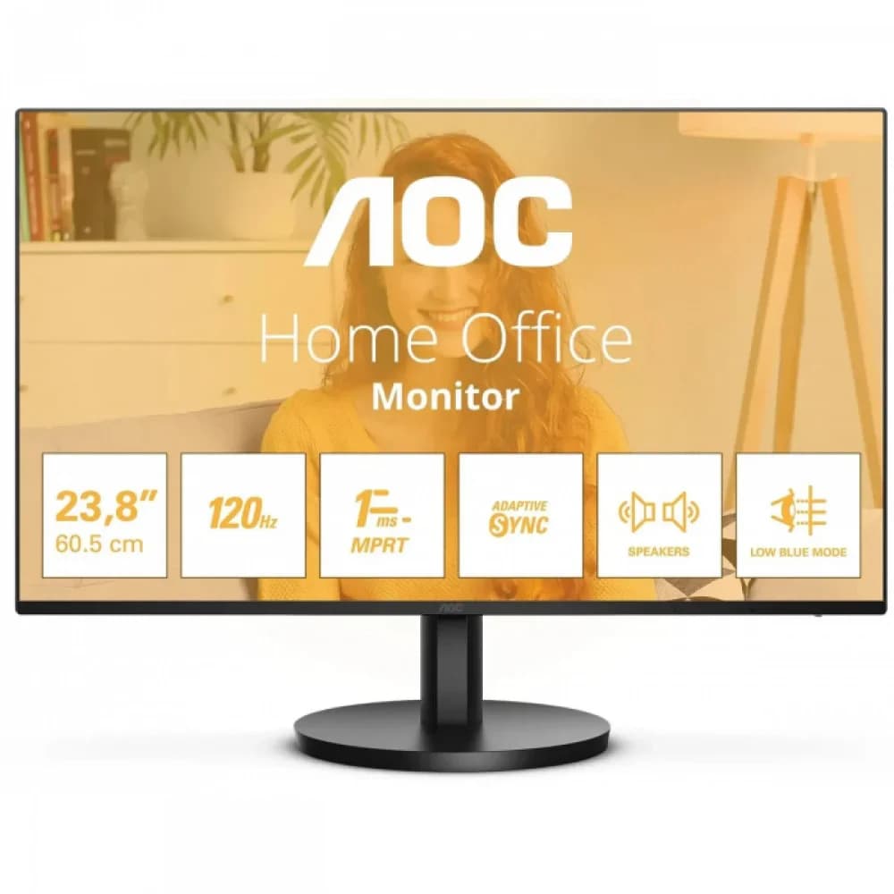 Монитор AOC 24B3QA2/01 IPS 23.8" 16:9 FHD(1920x1080x120Hz),300cd/m2,1500:1,20M:1,178/178,4ms,DP,VGA,HDMI,2x2W,Black