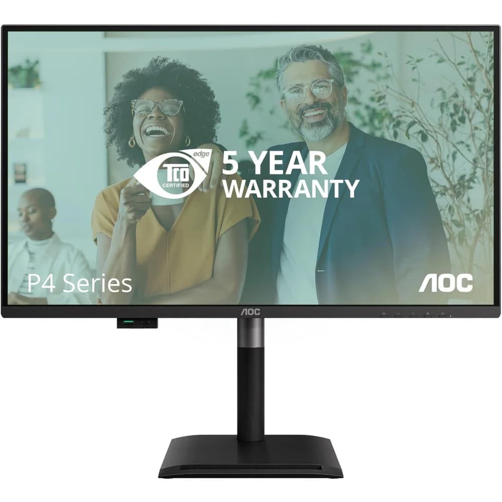 Монитор 27" AOC Q27P4CV IPS, 2560x1440, 120Hz, 4ms, 350сd/m, 1500:1 | HDMI(2.0), DP(1.4), Type-C(PD-96W), 4xUSB 3.2, RJ45 | HAS, Pivot, Swivel, InPSU, Speakers, Vesa 100, Black