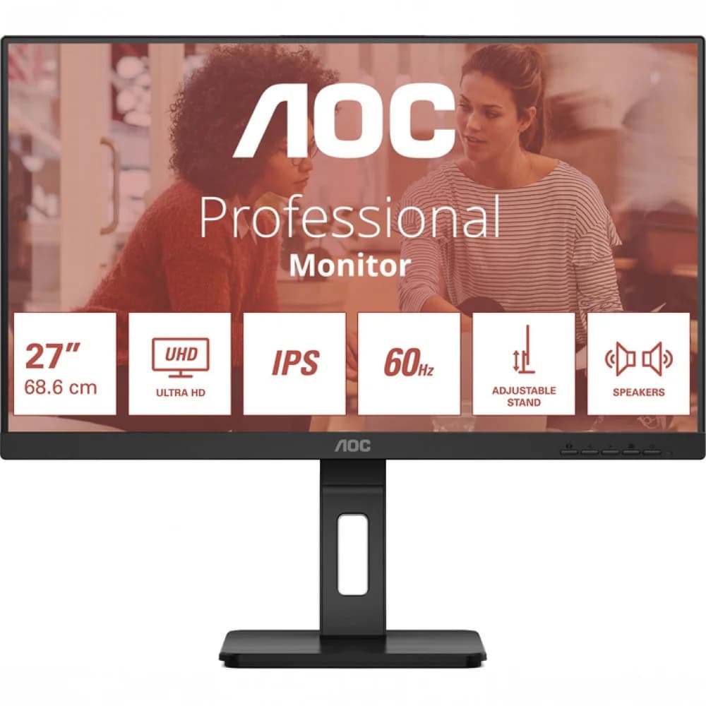 Монитор 28" AOC U27U3CV, Black, IPS, 3840x2160@60Hz, 400кд/м2, 1300:1, 4ms, 2xHDMI,DP