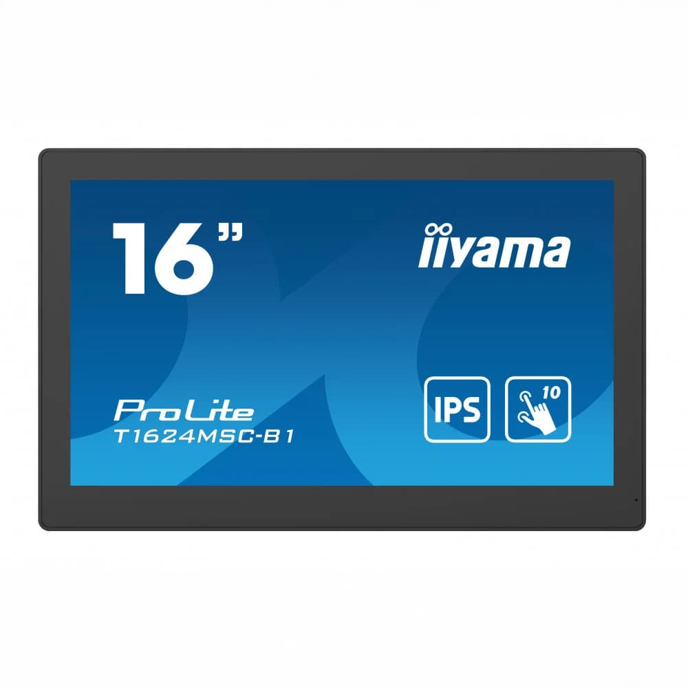 Монитор, iiyama, ProLite PLT1624M, T1624MSC-B1, 15.6", 1920 x 1080, IPS, 16:9, 60 Гц, 450 кд/м?, 25 мс, 16.7М, 800:1, 178/178, HDMI*1, USB*2, Mini jack, Регулировка наклона, Черный