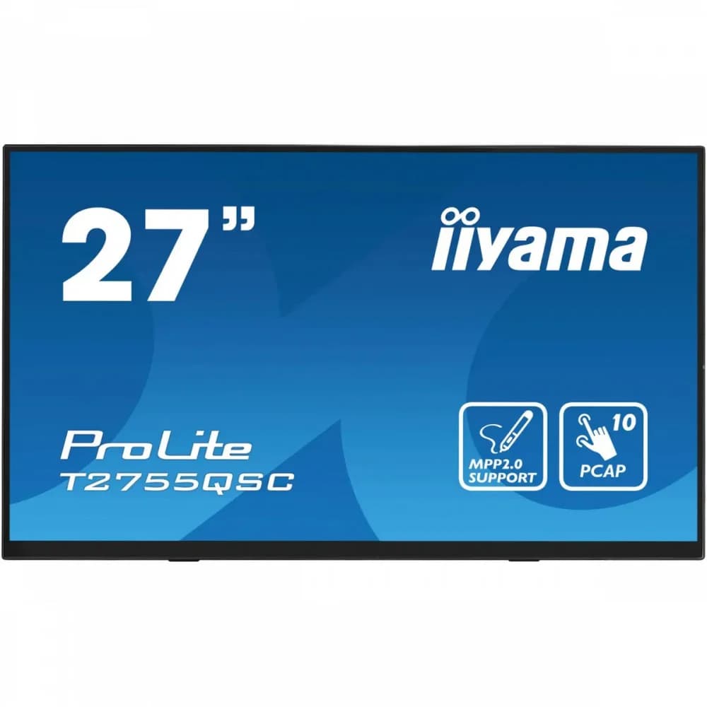 Монитор Iiyama 27" ProLite T2755QSC-B1 черный IPS LED 5ms 16:9 HDMI M/M матовая 400cd 178гр/178гр 2560x1440 75Hz DP Quad HD 2K (1440p) USB Touch 5.8кг
