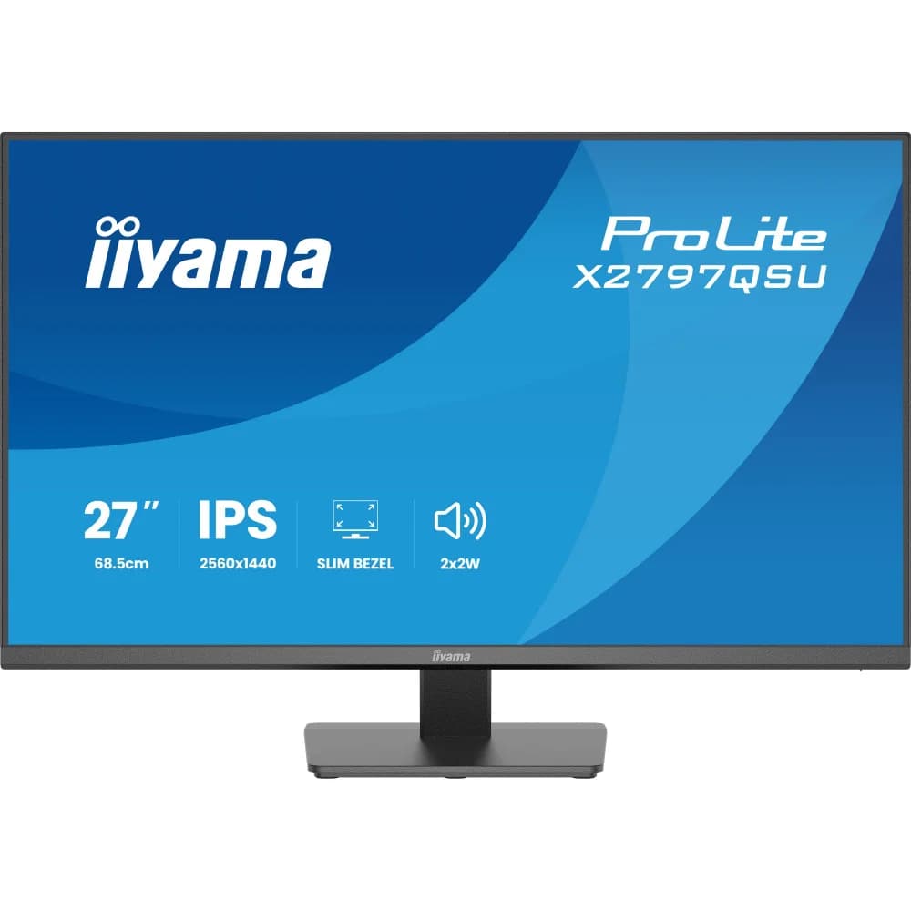 Монитор, iiyama, ProLite X2797QSU-B1, 27", 2560 x 1440, IPS, 75Гц, 16:9, 350 кд/м, 1000:1, 1 мс, 178/178, HDMI*2, DP*1, USB A*2, USB C*2 , VESA 100*100 мм, Черный
