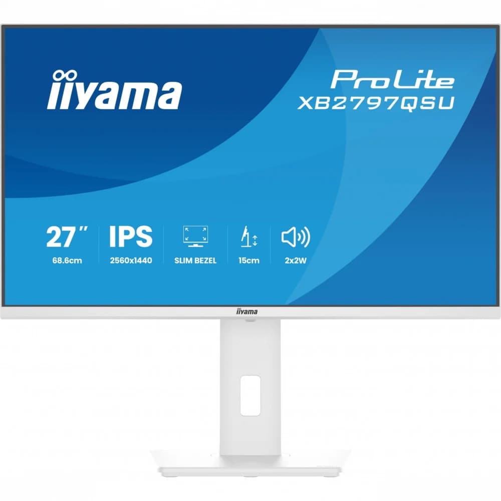 Монитор, iiyama, ProLite XB2797QSU-W1, 27", 2560 x 1440, IPS, 75Гц, 16:9, 350 кд/м, 1000:1, 1 мс, 178/178, HDMI*2, DP*1, USB A*2, USB C*2 , VESA 100*100 мм, Черный