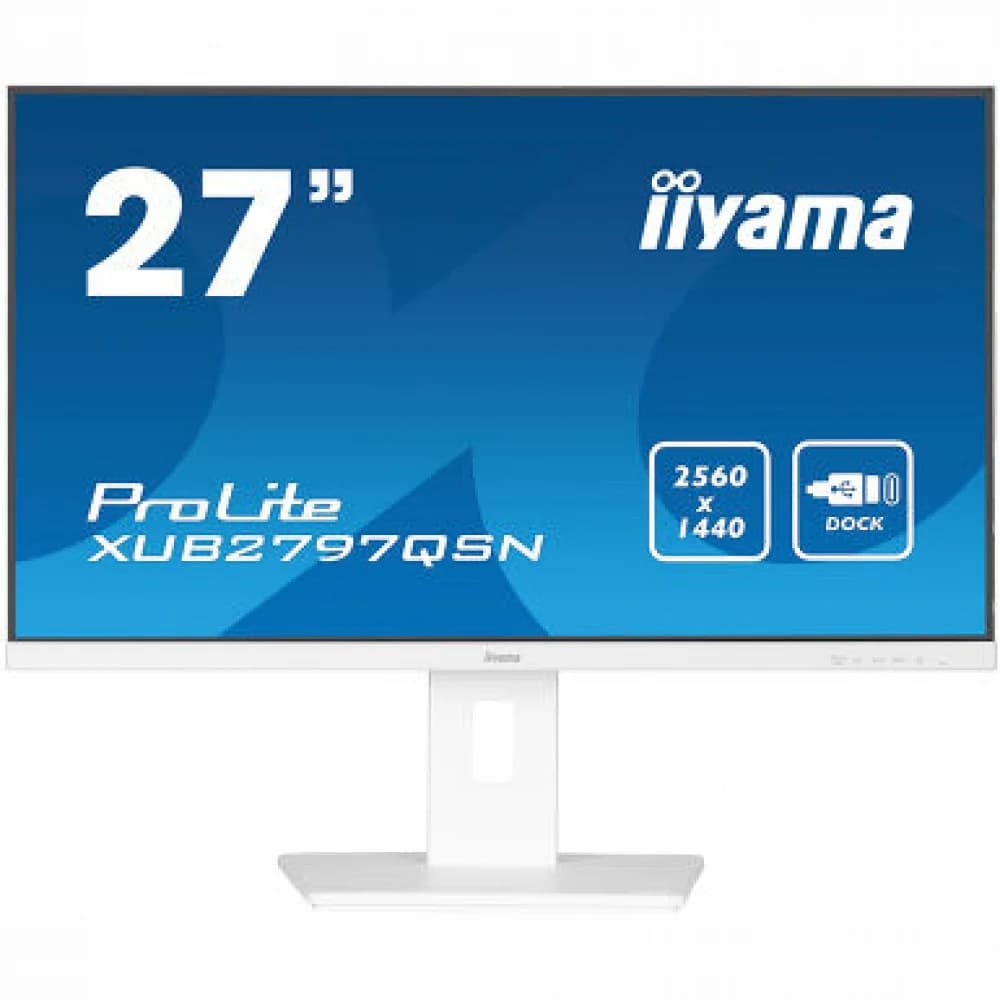 Монитор Iiyama 27" ProLite XUB2797QSN-W2 белый IPS LED 1ms 16:9 HDMI M/M матовая HAS Piv 1300:1 300cd 178гр/178гр 2560x1440 100Hz DP Quad HD 2K (1440p) USB 6.1кг