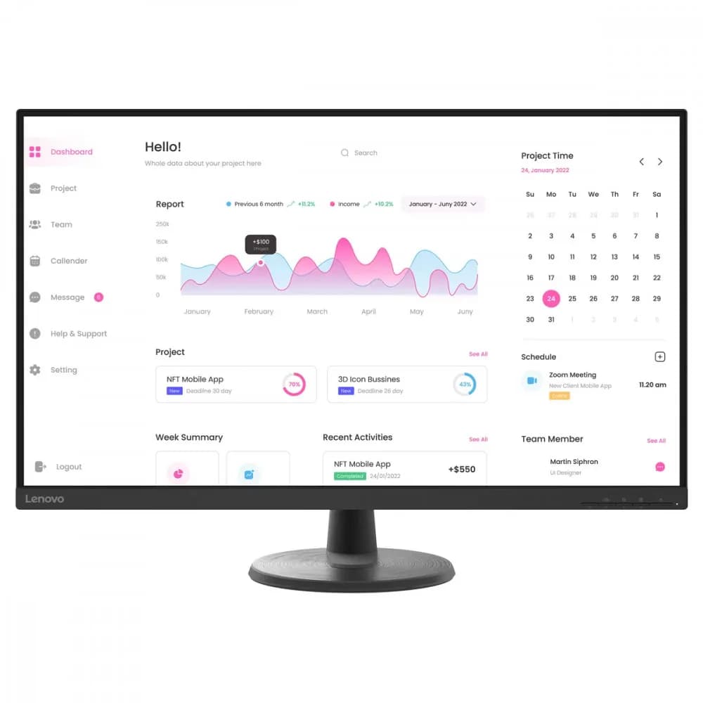 Монитор 31.5" Lenovo D32u-40, Black, VA, 3840x2160@60Hz, 250кд/м2, 3000:1, H/V:178, 2xHDMI, DP