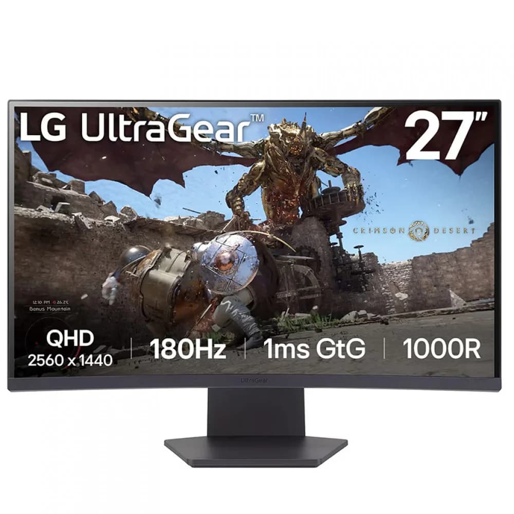 Монитор, LG, 27GS60QC-B, 27", 2560 x 1440, VA, 180 Гц, HDMI*2, DP*1, Аудиовыход, 300 кд/м2, 3000:1, 16.7M., 1мс, 178/178, 16:9, Черный