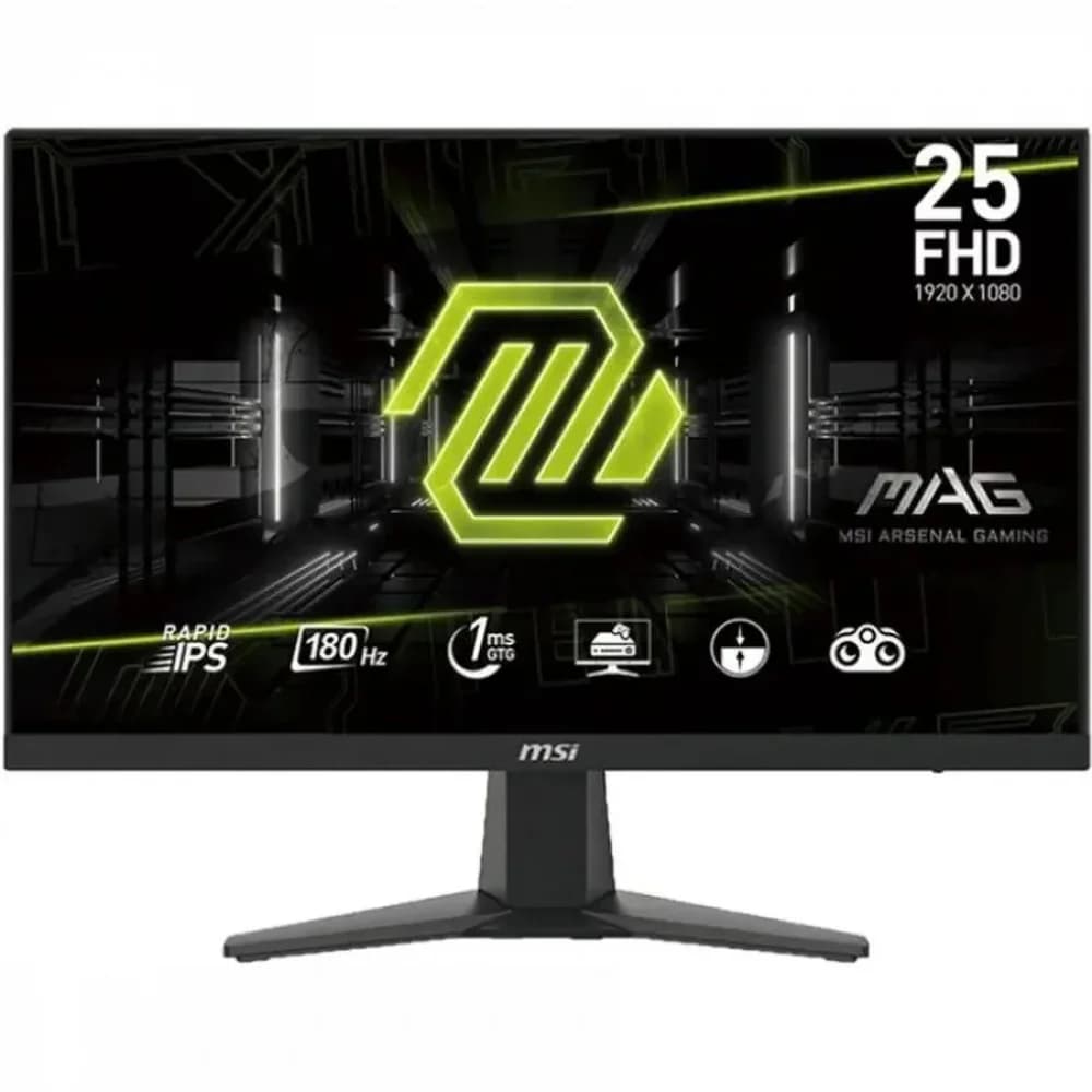 MSI MAG 256F 24,5" 16:9 FHD(1920x1080) Rapid IPS Flat,1ms(GTG),1000:1,100M:1,250nit,178/178,2xHDMI 2.0,1xDP 1.2, Tilt,VESA,180HZ,Black,1y war-ty