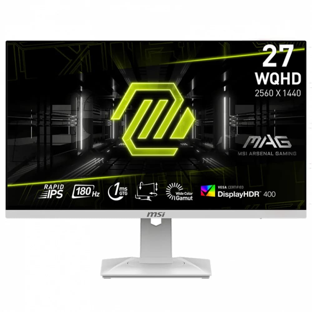 MSI MAG 274QRFW 27" 16:9 WQHD(2560x1440) Rapid IPS,1ms, 1000:1, 100M:1, 400nit, 178/178, 2xHDMI 2.0b, DP 1.4a, Tilt, Swivel, Height,Pivot,VESA,180Hz,White,1y w-ty