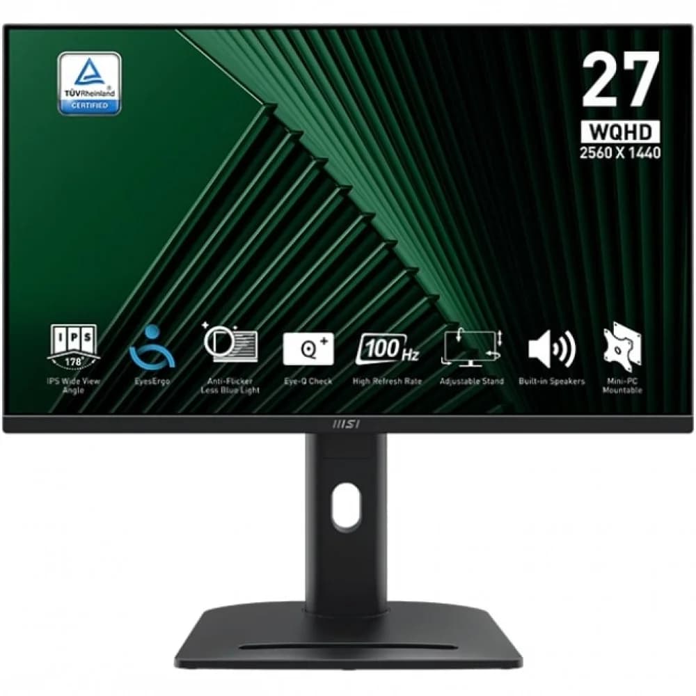 Монитор MSI 27'' PRO MP275QPG, 16:9, IPS, QHD, 4ms, 300cd, 100Hz, HDMI, DP, SPK, HAS
