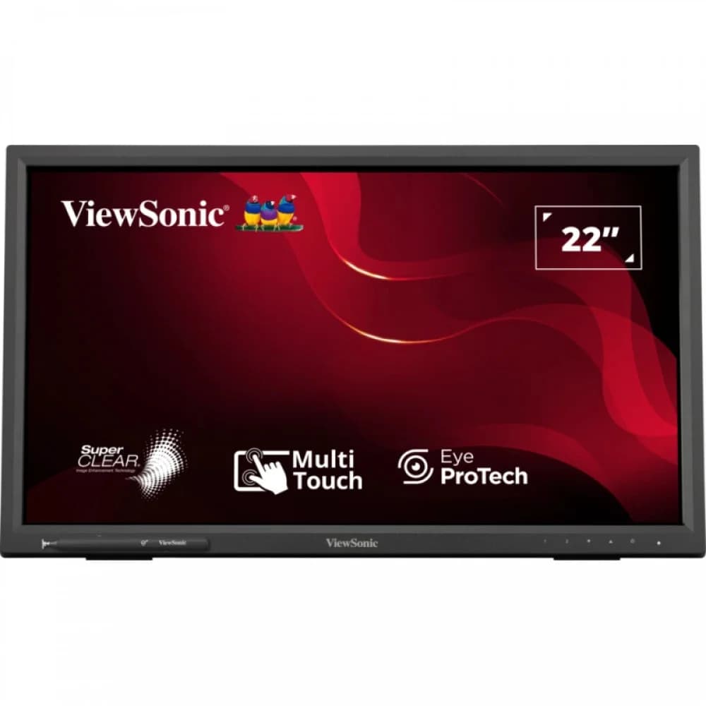 Viewsonic 21.5" TD2223 Touch VA LED, 1920x1080, 5ms, 250cd/m2, 50Mln:1, 178°/178°, VGA, DVI, HDMI, DP, USB*2, колонки, bookstand style, Black