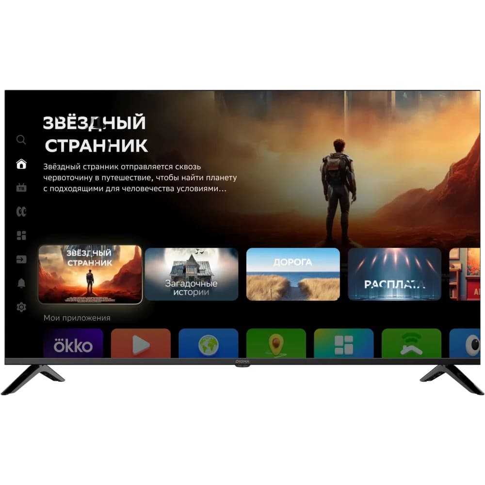 Телевизор LED Digma 50" DM-LED50UBB40 Салют ТВ Frameless Metal черный 4K Ultra HD 60Hz DVB-T DVB-T2 DVB-C DVB-S DVB-S2 USB WiFi Smart TV