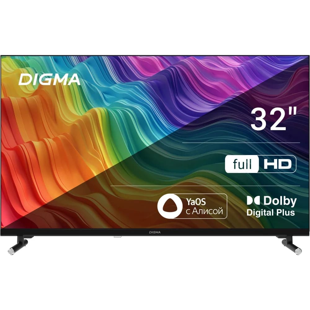 Телевизор LED Digma 32" DM-LED32SBB33 Яндекс.ТВ Frameless черный/черный FULL HD 60Hz DVB-T DVB-T2 DVB-C DVB-S DVB-S2 USB WiFi Smart TV (RUS)