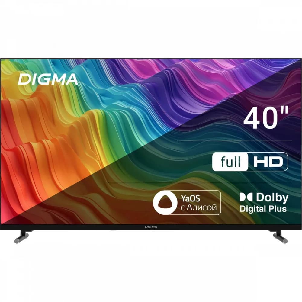 Телевизор LED Digma 40" DM-LED40SBB33 Яндекс.ТВ Frameless черный/черный FULL HD 60Hz DVB-T DVB-T2 DVB-C DVB-S DVB-S2 USB WiFi Smart TV