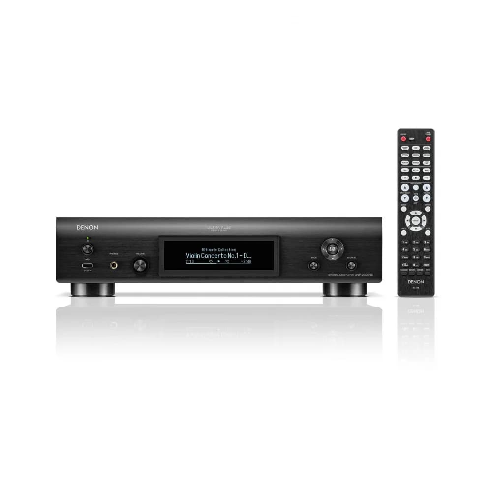 DENON Медиаплеер (стример) DNP-2000NE ЧЕРНЫЙ Сетевой плеер, поддержка Spotify, Tidal, Amazon Music, интернет-радио, возможность обрабатывать аудио с дисков NAS. Ethernet, Wi-Fi, Bluetooth и Apple Ai
