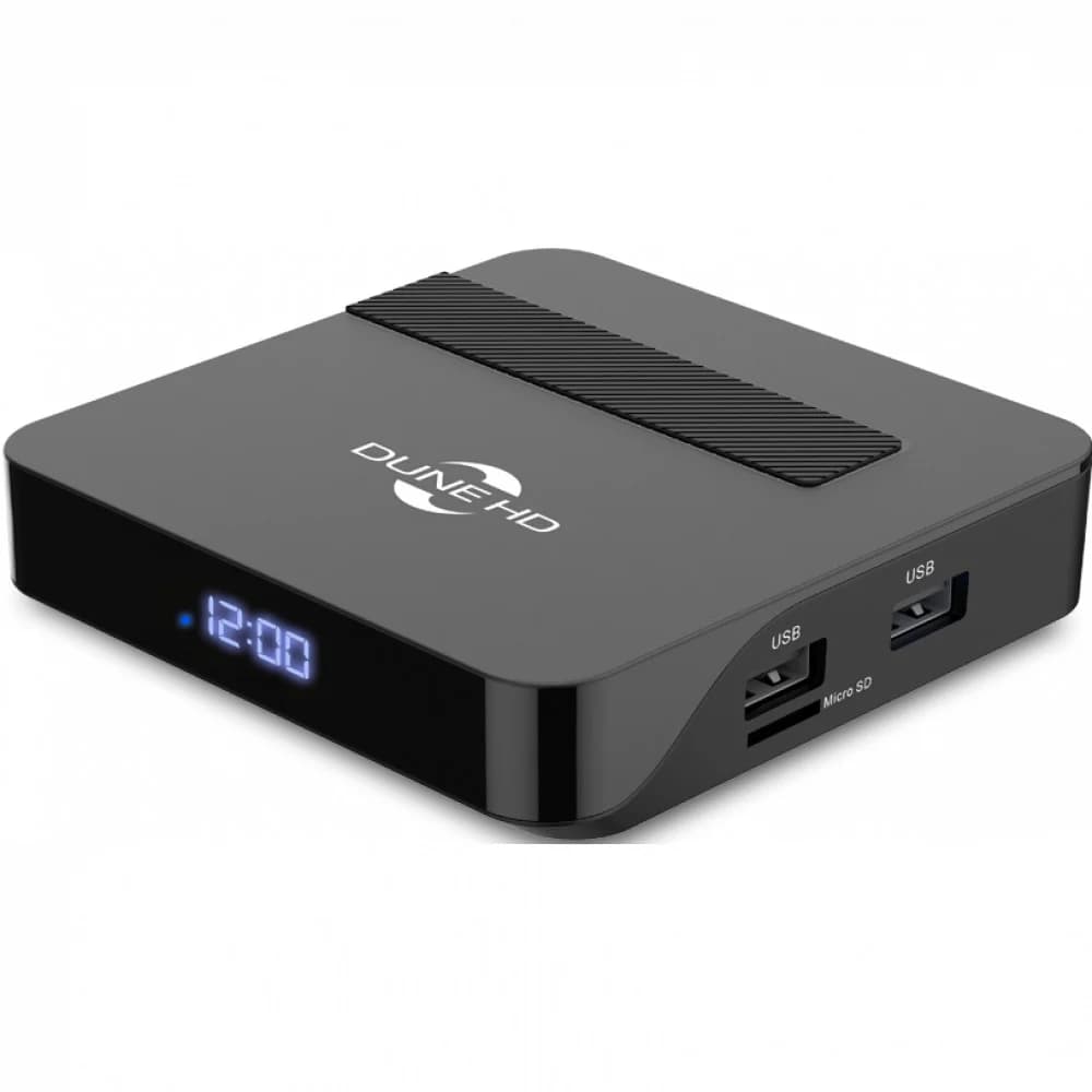 Медиаплеер/ Mediaplayer Dune HD AV1 4K Plus: UltraHD/60 Hz/HDR/HDR10+/ CPU Amlogic S905W2, RAM 4 Gb, Flash 32 Gb, 2xUSB2.0, Micro SD, LAN 100Mb/s, WiFi 802.11ac, BT 5.0, HDMI 2.1, S/PDIF, Audio Out,