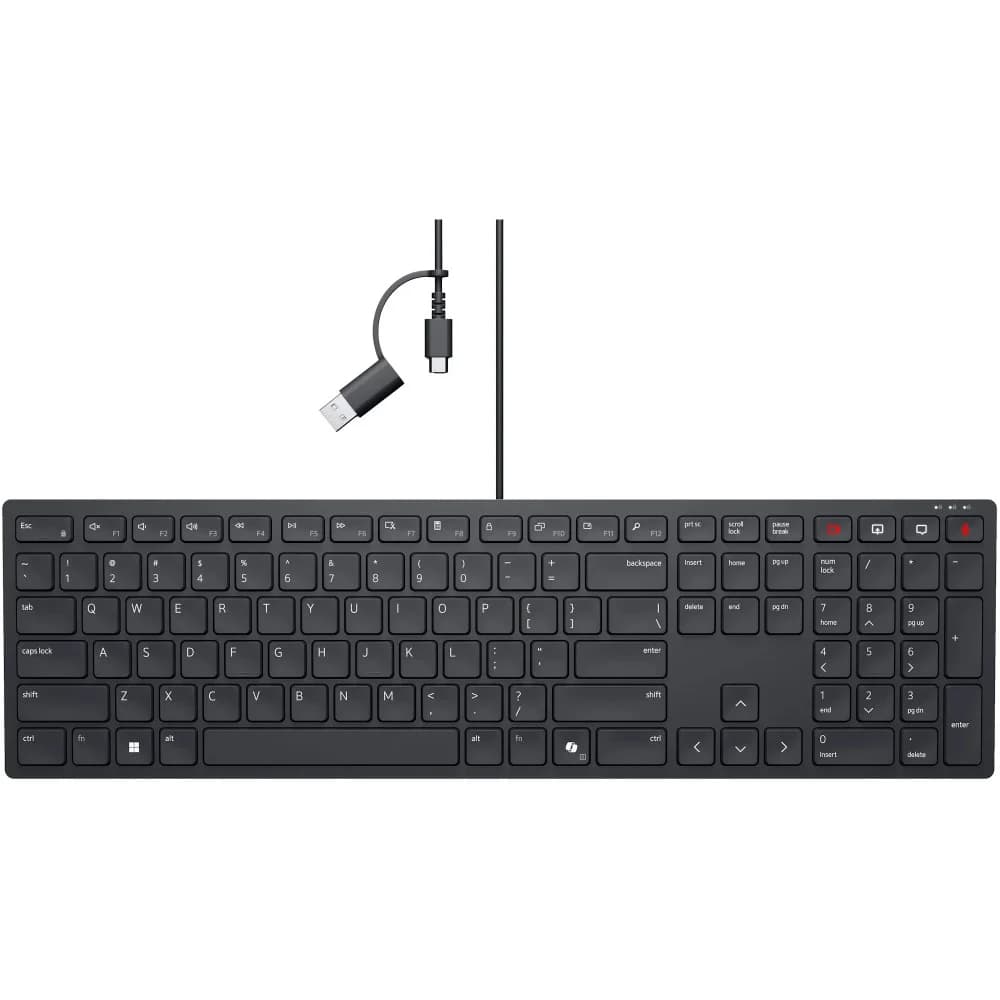 Клавиатура Dell KB525C, Wired, Multimedia, Black, USB-C, USB