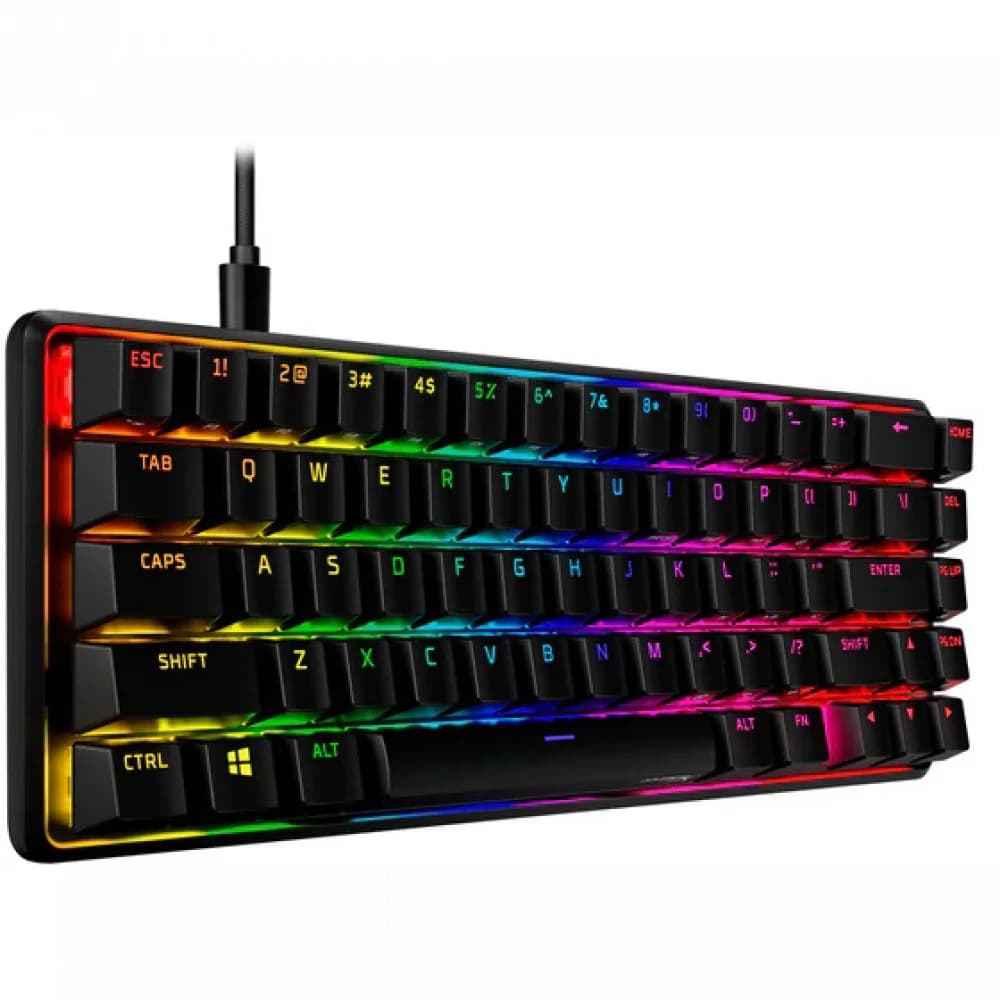 Клавиатура, HyperX, 4P5D6AX#ACB, Alloy Origins 65, Игровая, Механическая, HyperX Red switch, USB, Подсветка RGB, Размер: 315*106*37 мм., Анг/Рус, Черный