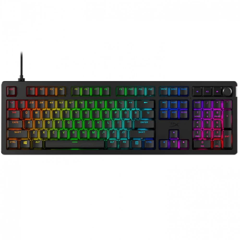 Клавиатура, HyperX, 7G7A3AA#ACB, Alloy Rise, Игровая, Механическая, HyperX Red switch, USB, Подсветка RGB, Размер: 455*142*49 мм., Анг/Рус, Чёрный