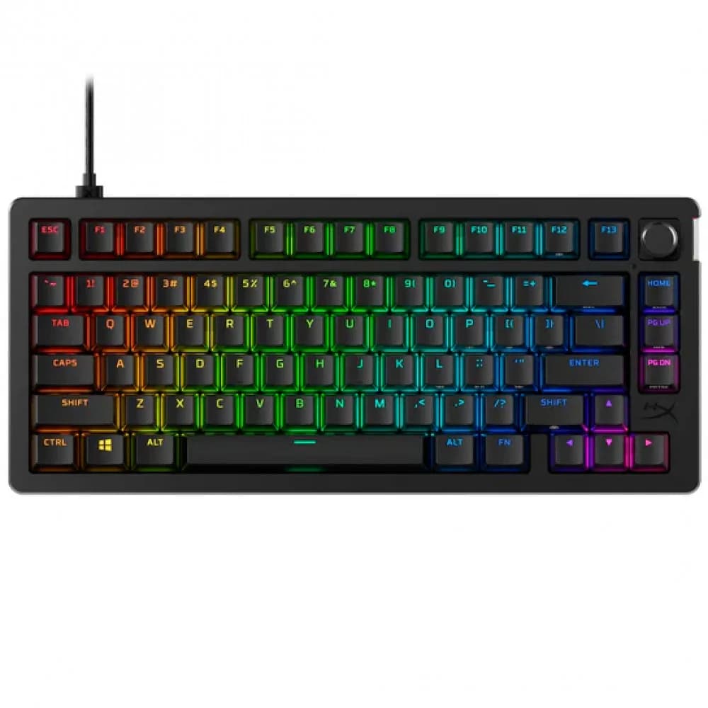Клавиатура, HyperX, 7G7A4AA#ACB, Alloy Rise 75, Игровая, Механическая, HyperX Red switch, USB, Подсветка RGB, Размер: 311*142*49 мм., Анг/Рус, Черный