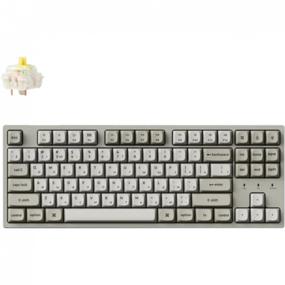 Классическая TKL (80%) механическая клавиатура Keychron C1 Pro 8K - проводное подключение, частота опроса 8K, 87 клавиш, ANSI, с поддержкой QMK/VIA, корпус из ABS пластика, Tray Mount, цвет Retro, п