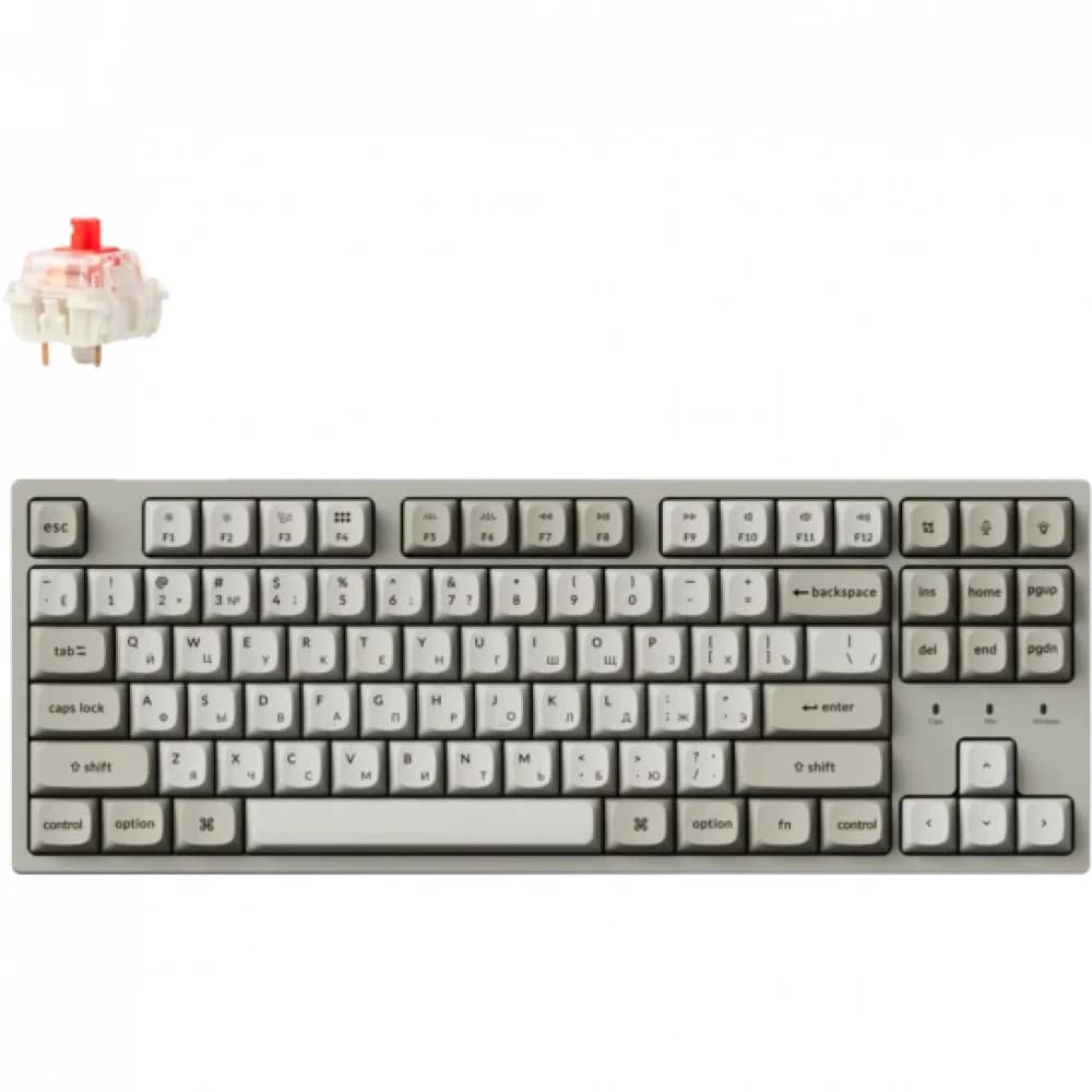 Классическая TKL (80%) механическая клавиатура Keychron C1 Pro 8K - проводное подключение, частота опроса 8K, 87 клавиш, ANSI, с поддержкой QMK/VIA, корпус из ABS пластика, Tray Mount, цвет Retro, п