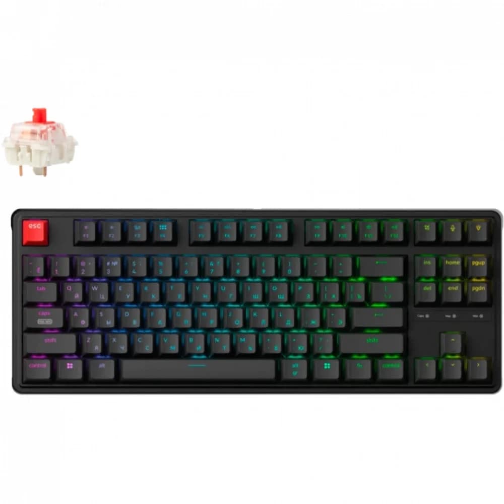 Классическая TKL (80%) механическая клавиатура Keychron C3 Pro 8K - проводное подключение, частота опроса 8K, 87 клавиш, ANSI, с поддержкой QMK/VIA, корпус из ABS пластика, Gasket Mount, цвет Black,
