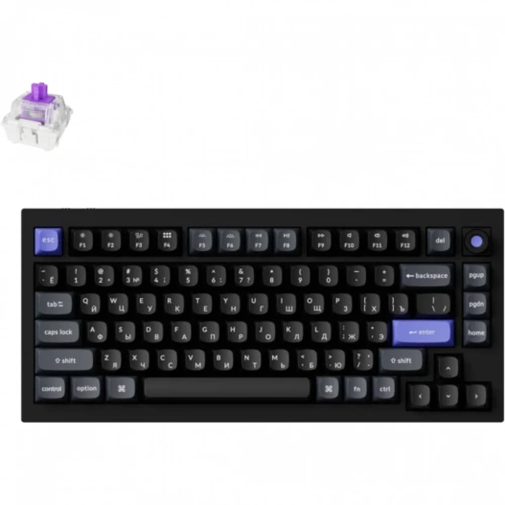 Компактная (75%) механическая клавиатура Keychron Q1 HE - 3 типа подключения (Bluetooth радиоканал 2,4 ГГц провод), 82 клавиши, ANSI, с поддержкой QMK, корпус из алюминиевого сплава, Gasket Mount, ц